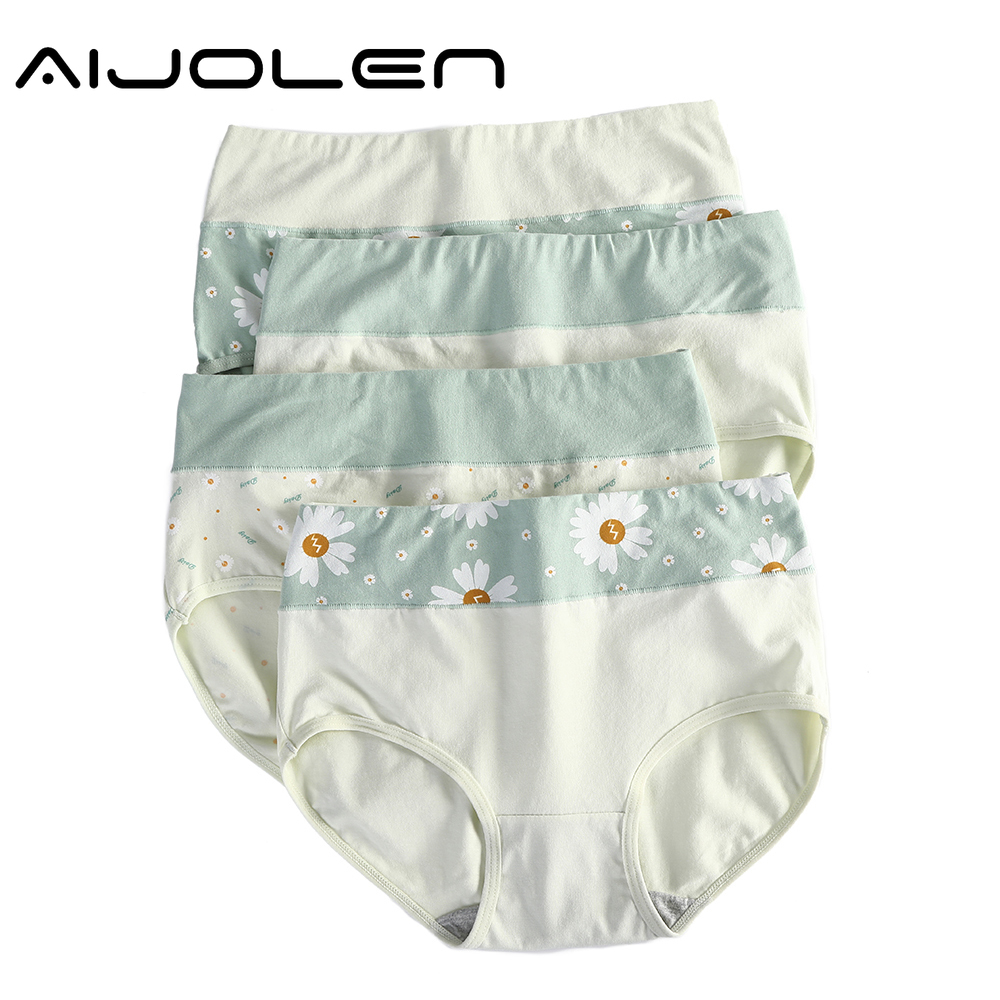 Quần Lót Aijolen Bằng Cotton Lưng Cao In Họa Tiết Độc Đáo Dành Cho Nữ