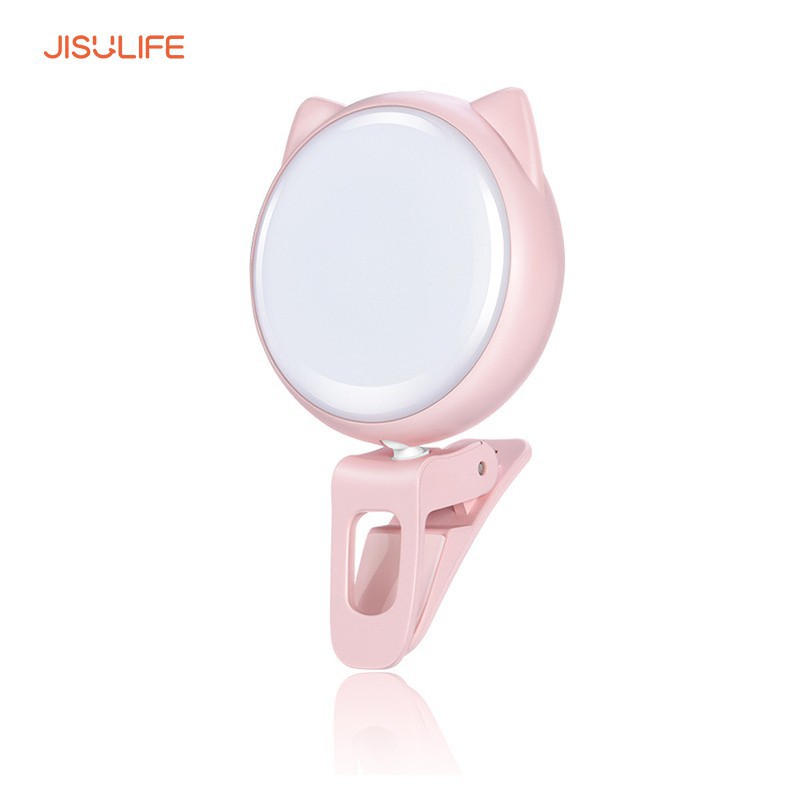 Đèn LED Selfie trợ sáng kẹp điện thoại hình con mèo Jisulife BL02_3 cấp độ tạo hiệu ứng ánh sáng_BH 12 tháng chính hãng