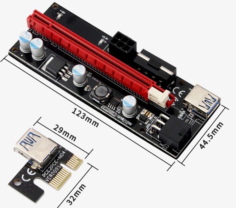 Cáp mở rộng Usb 3.0 Pci-E 1x 4x 8x 16x 100% Sata 15pin Sang 6 Pin