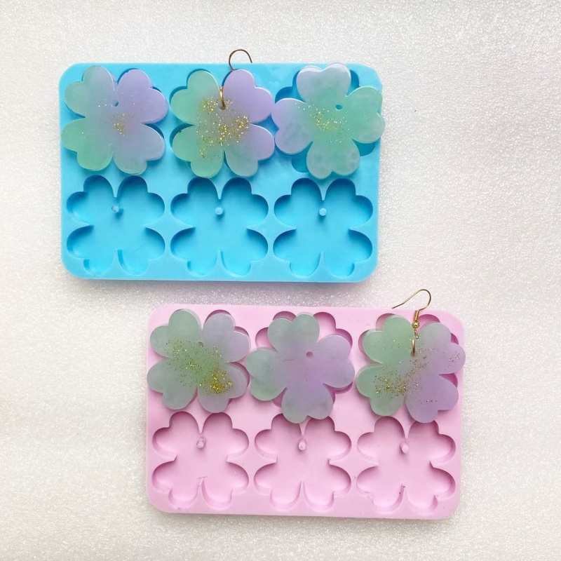 Sa Khuôn Silicon Làm Móc Khóa Hình Cỏ Bốn Lá