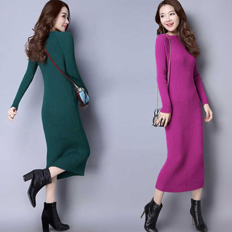 Đầm Dệt Kim Tay Dài Dáng Ôm Phong Cách Hàn Quốc Thời Trang Thu Đông Cho Nữ