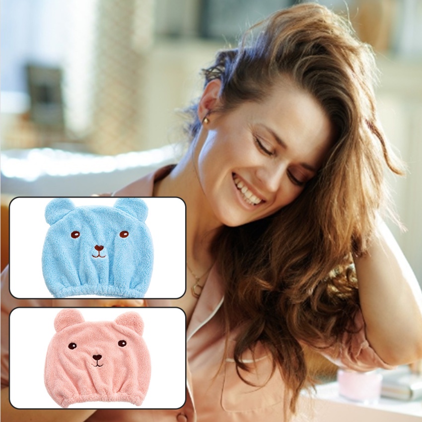 1 Mũ Trùm Đầu Làm Khô Tóc Nhanh Bằng Lông Cừu San Hô Họa Tiết Hoạt Hình Dễ Thương Nhỏ Gọn Dành Cho Bạn Nữ