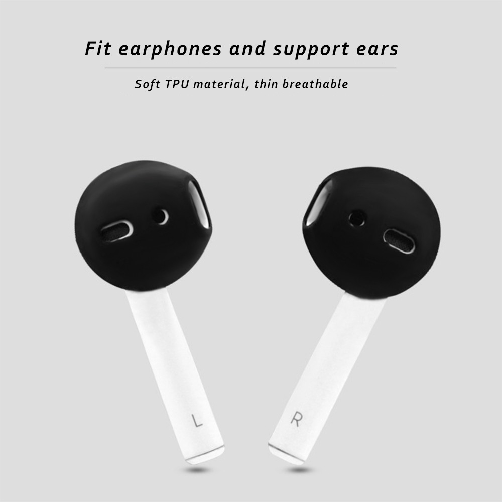 Set 2 đồ bọc tai nghe bằng silicon mềm màu trơn bảo vệ cho Apple Airpods