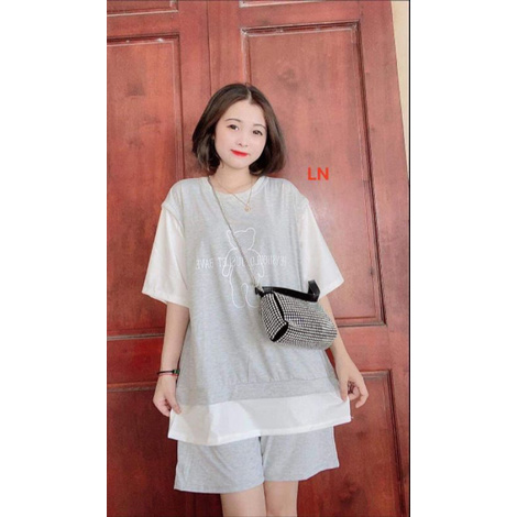 Sét Bộ gấu quần đùi , áo phối tay trắng from unisex năng động cá tính [KÈM ẢNH THẬT]