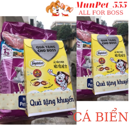 Thức ăn mèo lớn whiskas ( kèm 1 gói quà tặng cho boss )vị cá biển,cá thu,cá ngừ gói 1,2kg