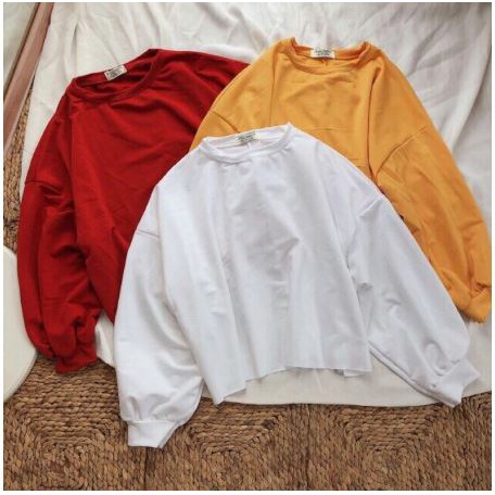 Áo Thun CropTop Tay Dài Form Rộng Cá Tính Xuất Khẩu Có Hình Thật