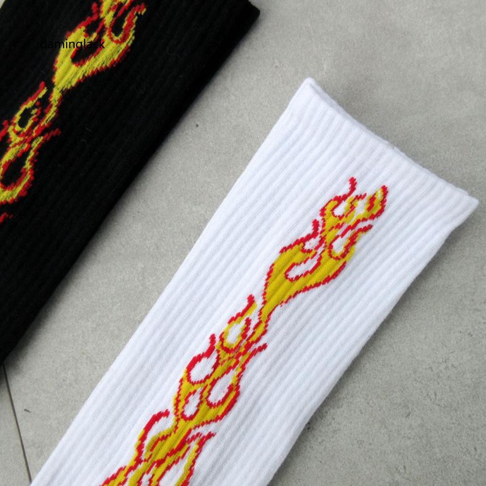Đôi Vớ Thể Thao Bằng Vải Cotton Họa Tiết Ngọn Lửa Phong Cách Harajuku Thời Trang Dành Cho Nam Và Nữ