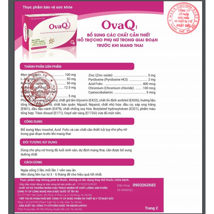 OvaQ1 hỗ trợ mang thai tự nhiên,bổ trứng khỏe trứng, kích thích rụng trứng
