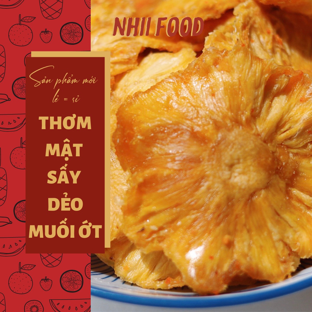 400GR Thơm sấy dẻo muối ớt, thơm sấy lạnh NHII FOOD tặng kèm muối chấm