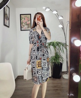 Đầm sơ mi nhiều hoạ tiết(2 túi sườn)