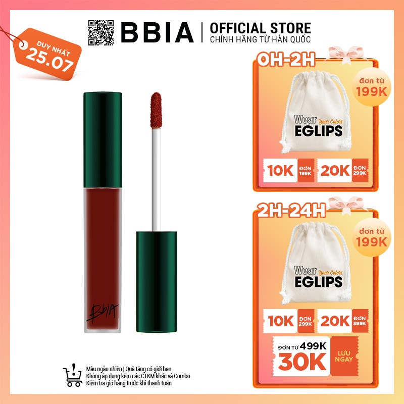 Son Kem Lì Bbia Last Velvet Lip Tint ASIA EDITION - A5 Hoian Brick 5g - Bbia Official Store