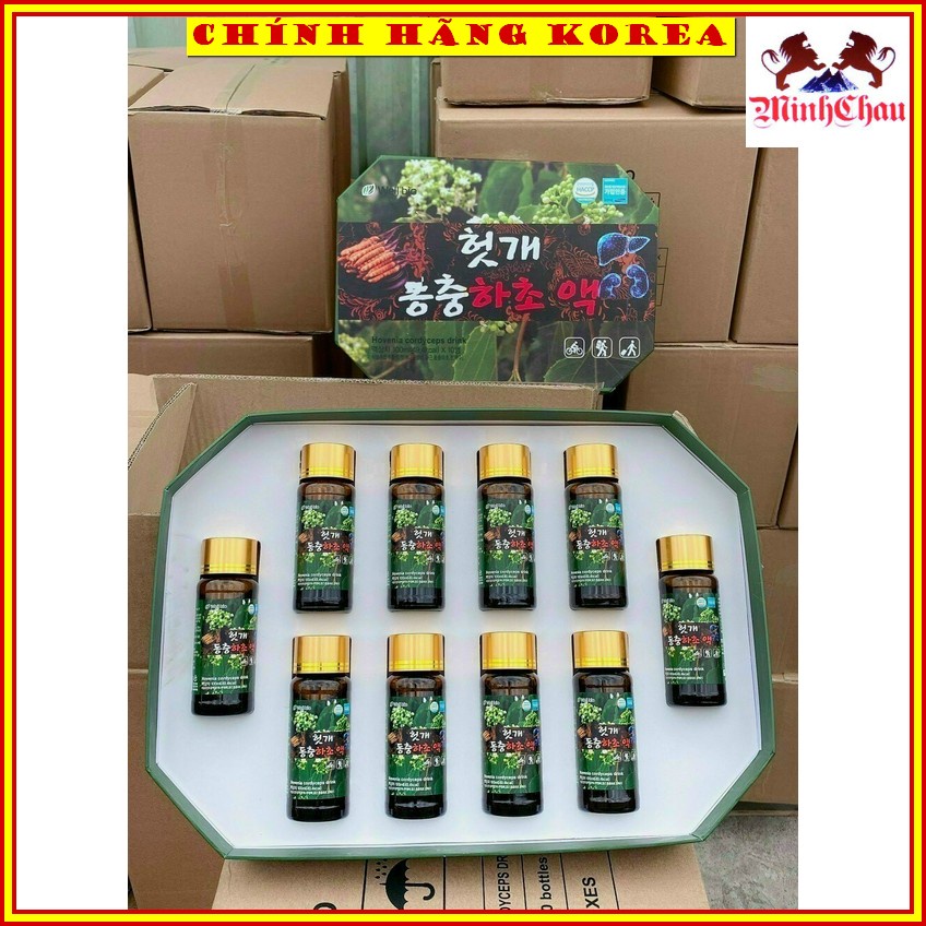 Nước bổ gan đông trùng hạ thảo Well Bio cao cấp, hộp 10 chai - - Thải độc gan, thanh lọc cơ thể, minhchau