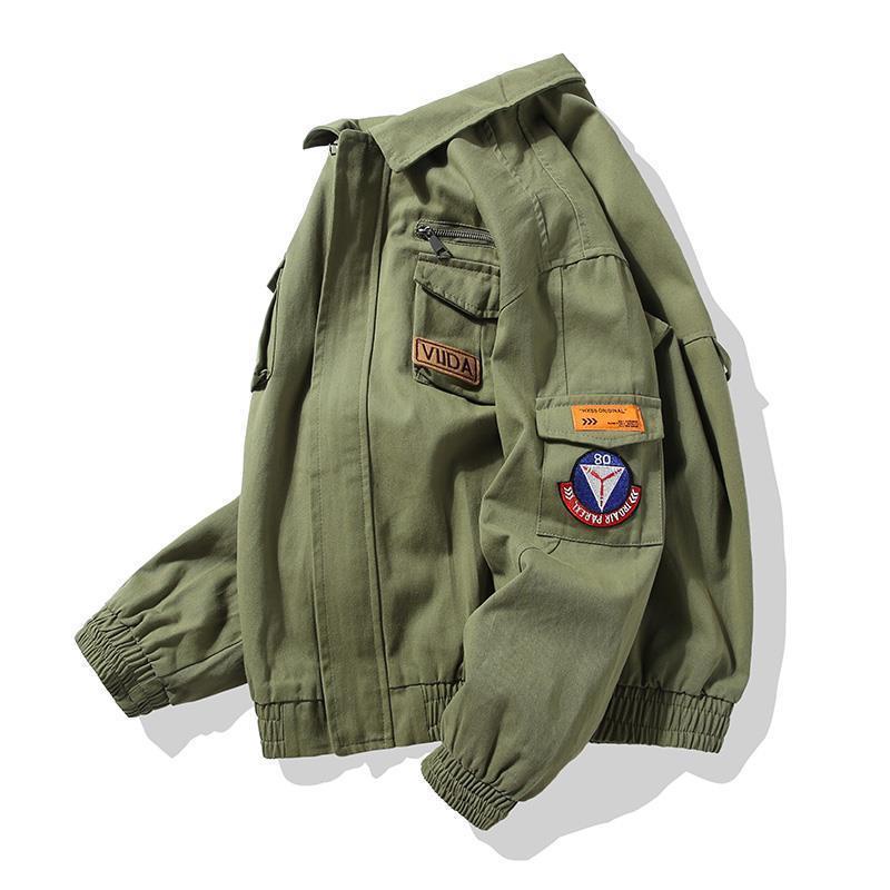 Áo Khoác bomber Nhiều Túi Phong Cách retro Nhật Bản Cho Nam