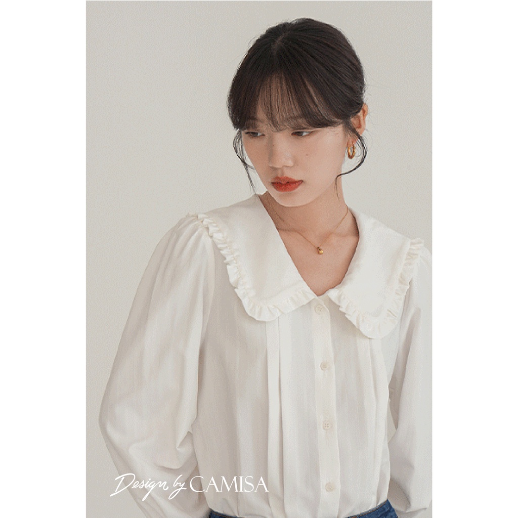 Áo Sơ Mi Nữ CAMISA Cổ Bèo Dài Tay Phong Cách Vintage Hàn Quốc, Sơ Mi Trắng Đen Công Sở Form Rộng Nữ Kiểu Cao Cấp CM26
