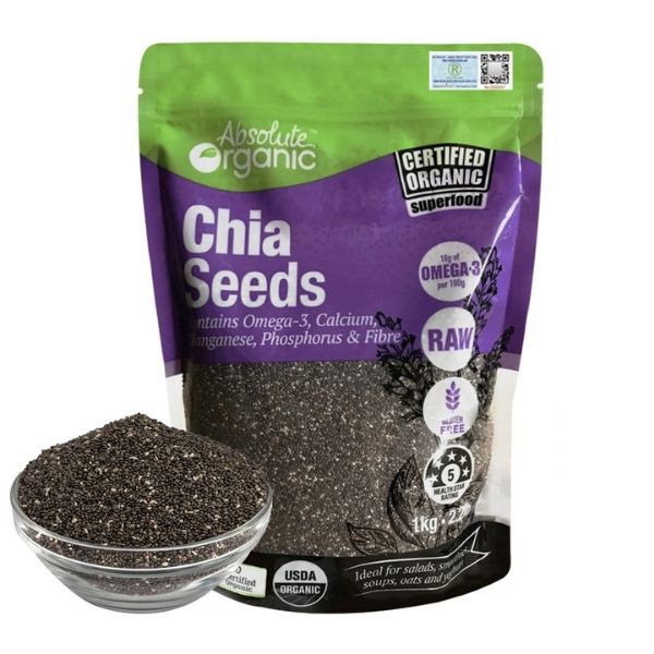 Hạt chia úc heathy way chính hãng hữu cơ 1kg, hạt chia úc tím chính hãng giảm cân pha nước mix cùng 