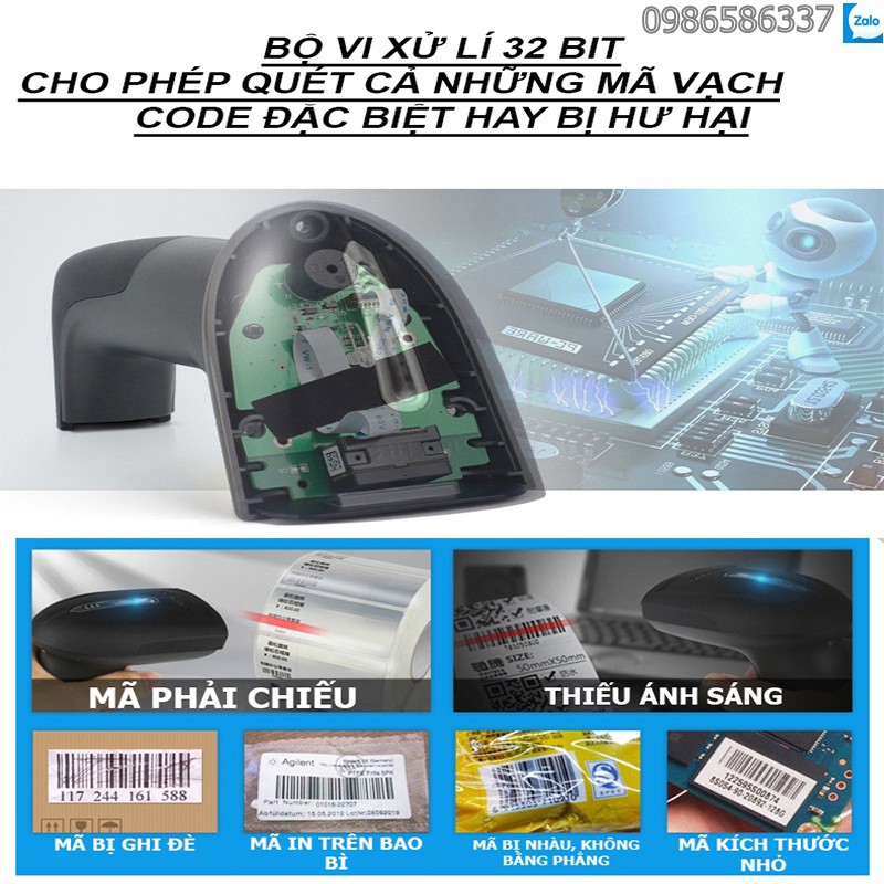 Máy quét mã vạch trên màn hình điện thoại, pc, scan được mã vạch chất liệu xấu,mất nét, hư hại ở mức tương đối CT950