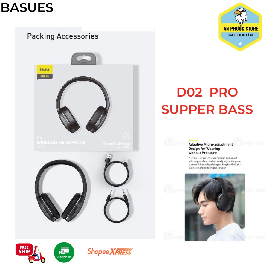 💥 Tai nghe chụp không dây Baseus Encok D02 Pro Bluetooth 5.0 - hàng chính hãng bảo hành 12 tháng