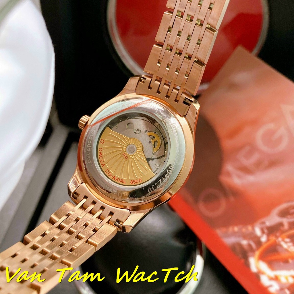 Đồng hồ nam Omega De Ville Gold 42mm máy Nhật Automatic, mẫu mặt tròn 2 màu, viền vàng