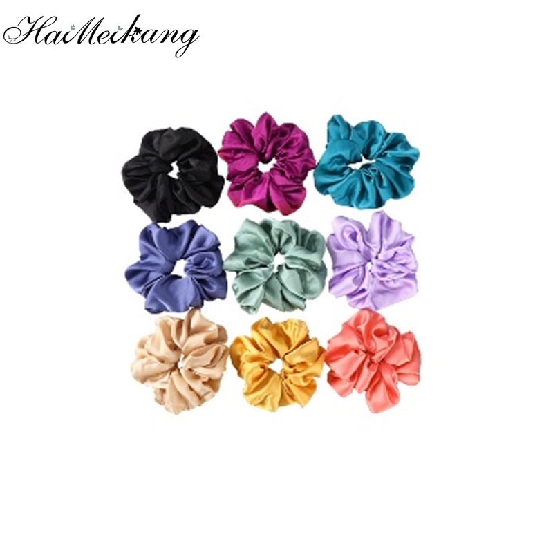 Haimeikang Korean Style Solid Color Satin Fabric Hairbands for Women