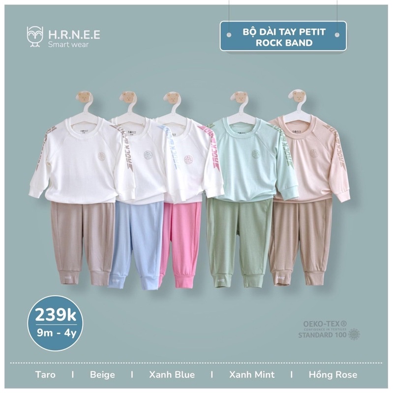 HRNEE Bộ dài tay petit Rock Band thương hiệu Hrnee cho bé