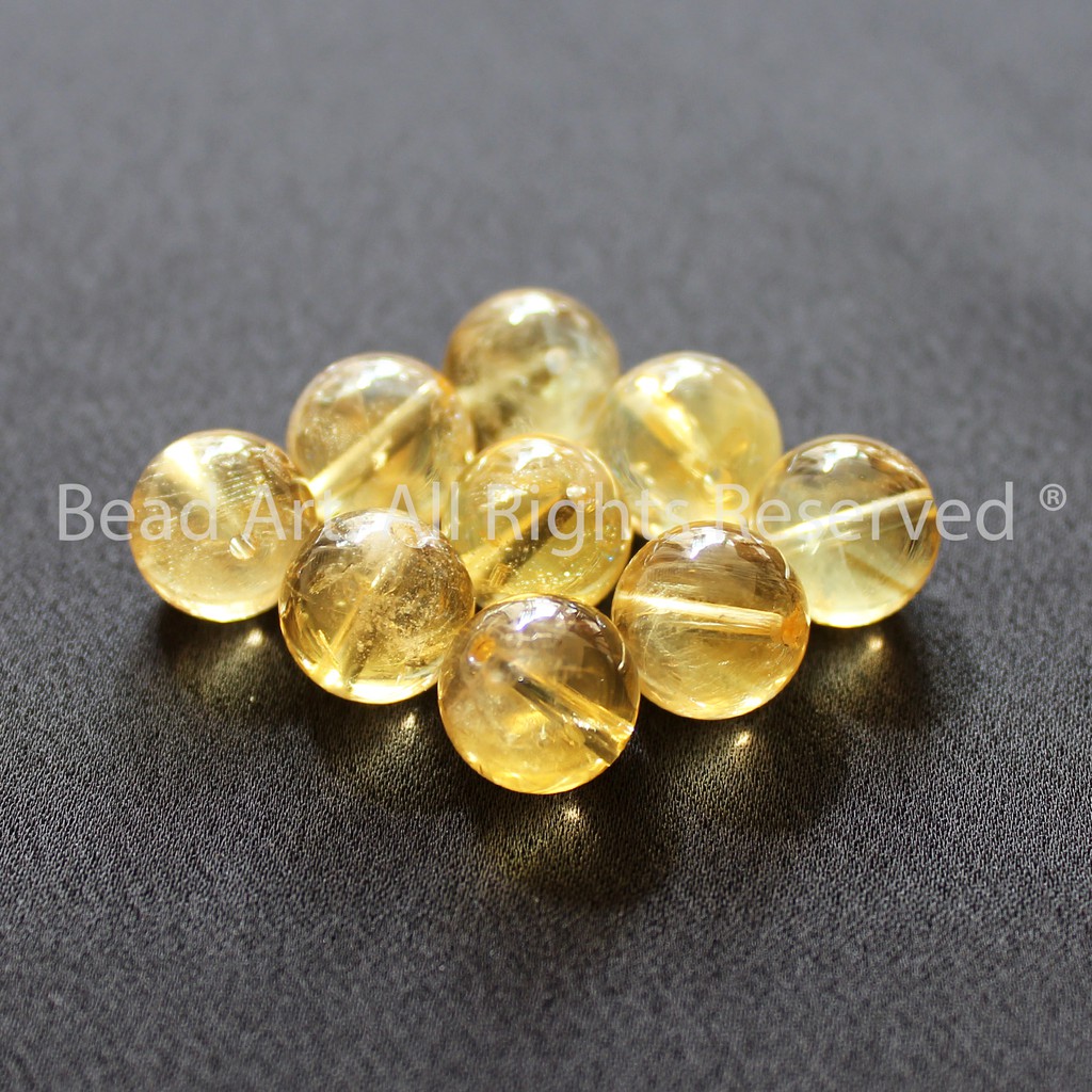 [1 Hạt] T.A Vàng (Citrine) 10mm Phối Trang Sức, Vòng Tay, Phong Thuỷ