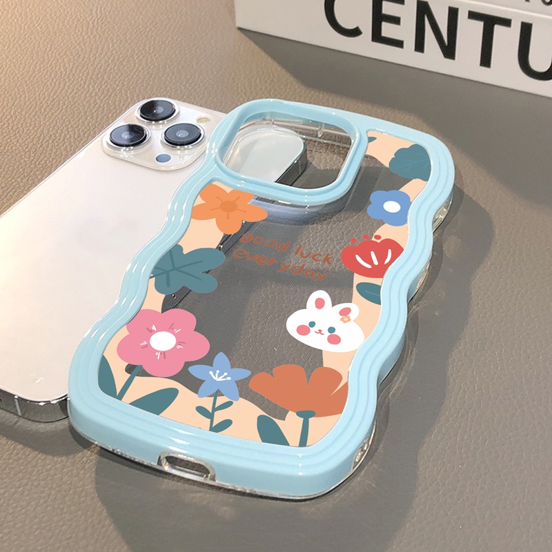 Suntaiho Ốp lưng iphone Ốp điện thoại mềm trong suốt viền gợn sóng in hoa lá thích hợp cho iPhone 11 13 12 Pro PM X XS Max XR 7 8 plus
