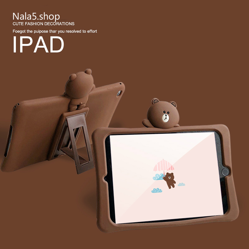 Ốp Silicone Mềm In Hình Gấu Brown Cho Ipad 9.7 2018 2017 10.2 7th Pro 9.7 10.5 Air 1 2 3