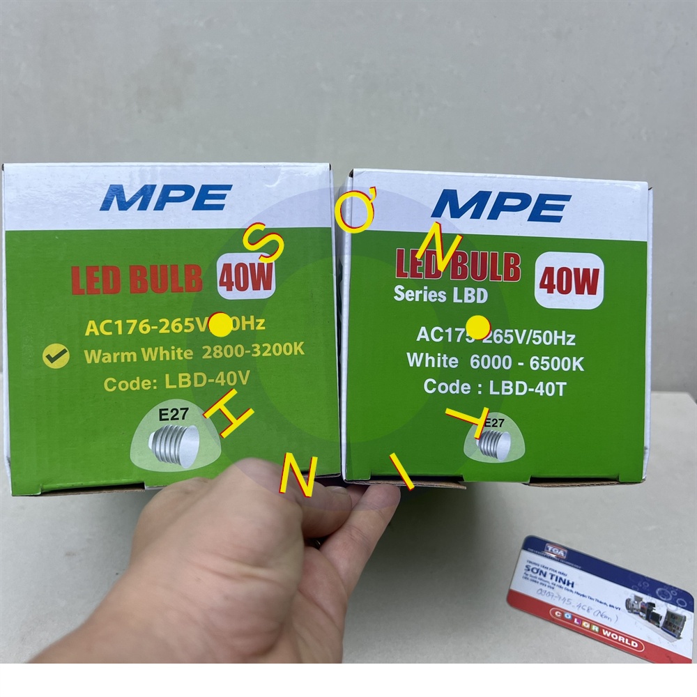 Bóng đèn led bulb MPE công suất 40W ánh sáng trắng, ánh sáng vàng