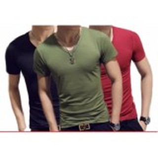 Bộ 3 áo thun nam body cổ tim vải dày mịn, thoáng mát