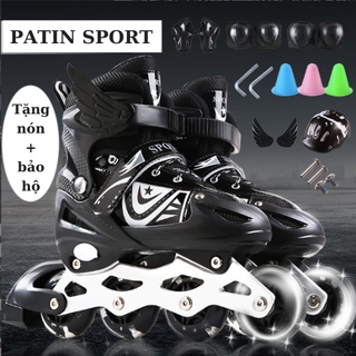 Giày Trượt Patin Sport Trẻ Em Bánh Trước Phát Sáng Tặng Đầy Đủ Phụ Kiện