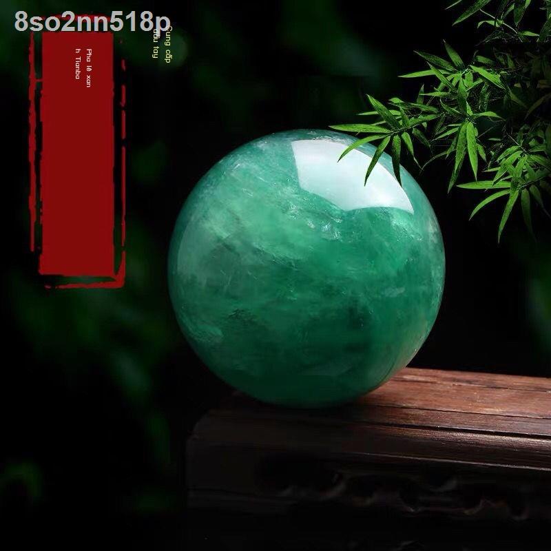 ⊕  8so2nn518pĐồ trang trí quả cầu pha lê màu xanh lá cây tự nhiên đá thô quặng phong thủy xua đuổi tà ma đồ văn