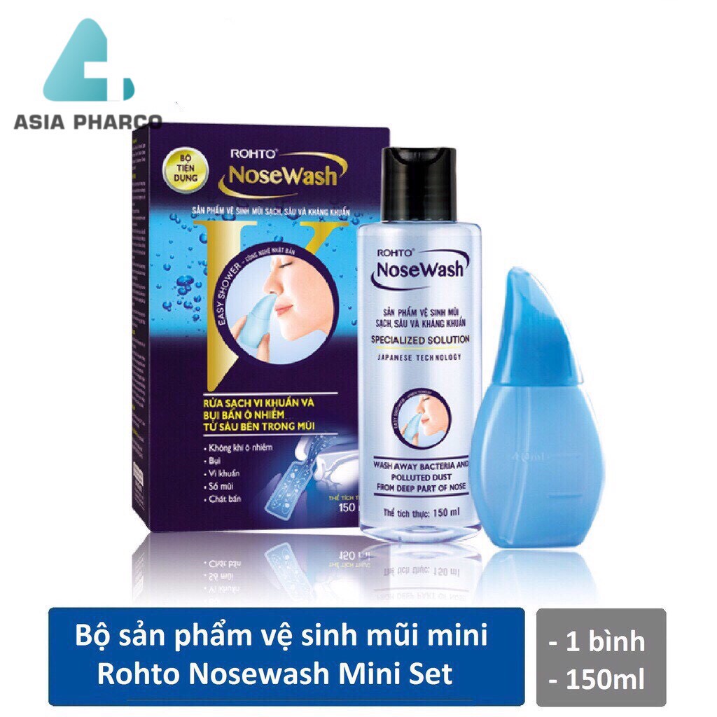 Bộ tiện dụng vệ sinh mũi Rohto NoseWash miniset (1 bình vệ sinh mũi Easy Shower và 1 bình dung dịch 150ml)
