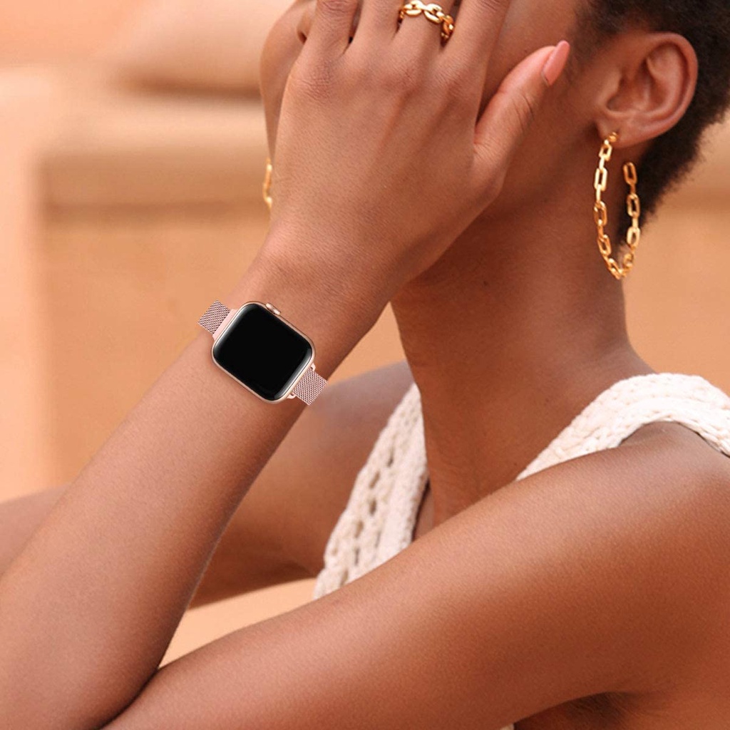 Dây đeo bằng thép không gỉ siêu mỏng cho đồng hồ Apple Watch 6 SE 5 4 3 2 38mm 40mm 42mm 44mm
