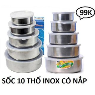 BỘ 10 CHIẾC THỐ INOX CÓ NẮP CAO CẤP