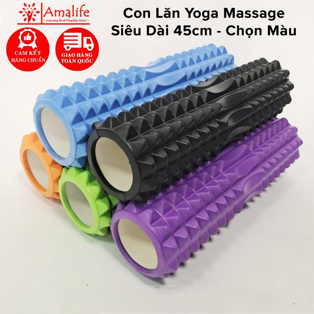 [Siêu Dài 45cm – Chọn Màu] Con Lăn Yoga Massage Foam Roller - Ống Trụ Lăn Xốp Tập Thể Thao Giãn Cơ Gai Nhọn Roam Rollet