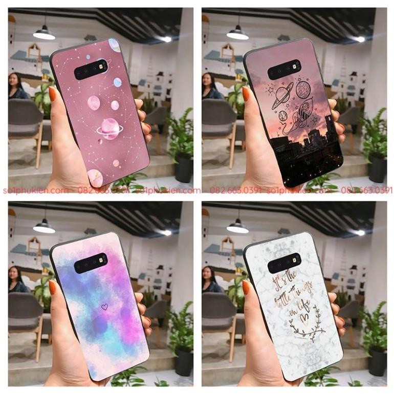 Ốp Samsung s10, s10+, s10plus, s10e, note8, note10, note10+ lưng kính cường lực nano chống bể vỡ bộ nữ