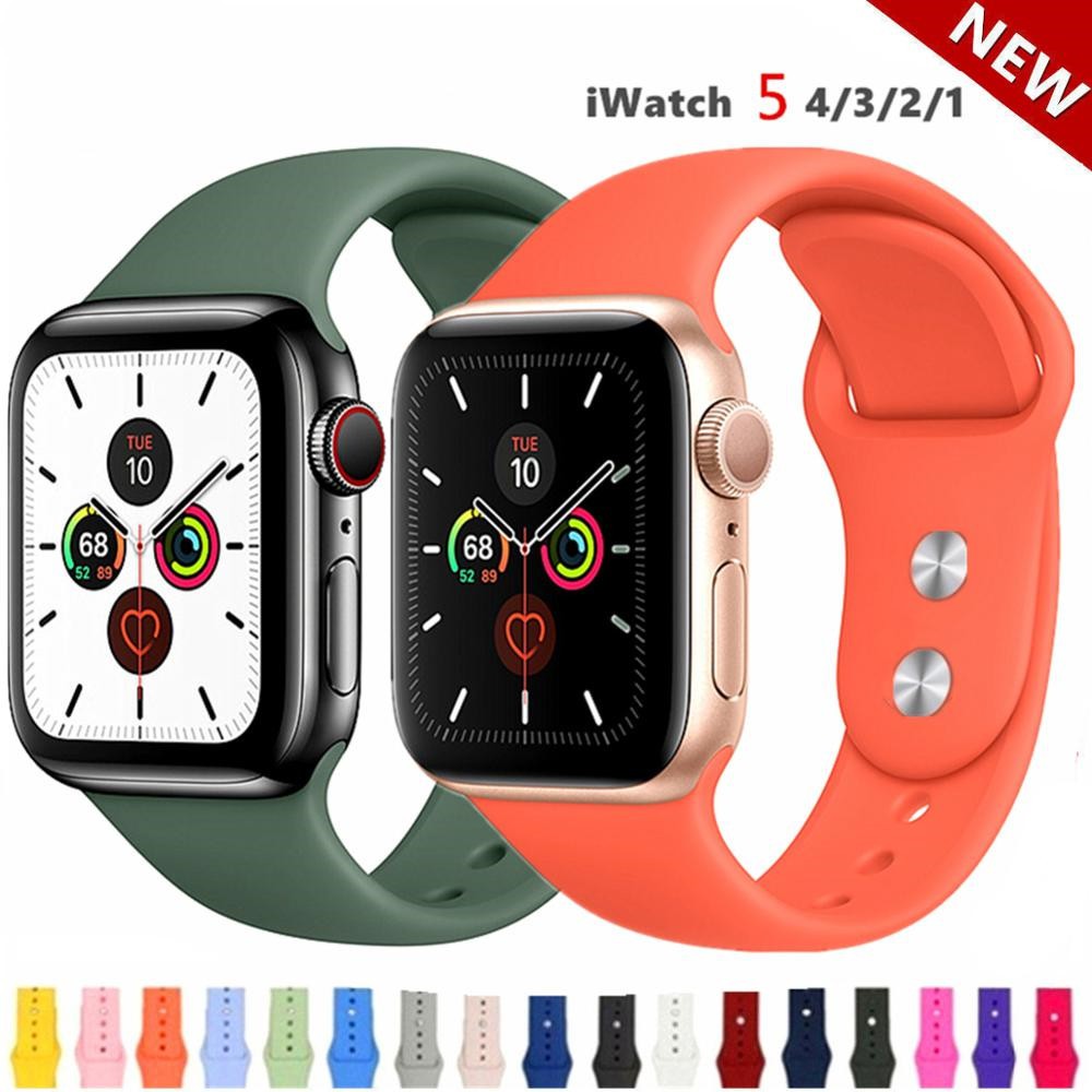 Dây Đeo Thay Thế Chất Liệu Silicon Màu Trơn Cho Apple Watch