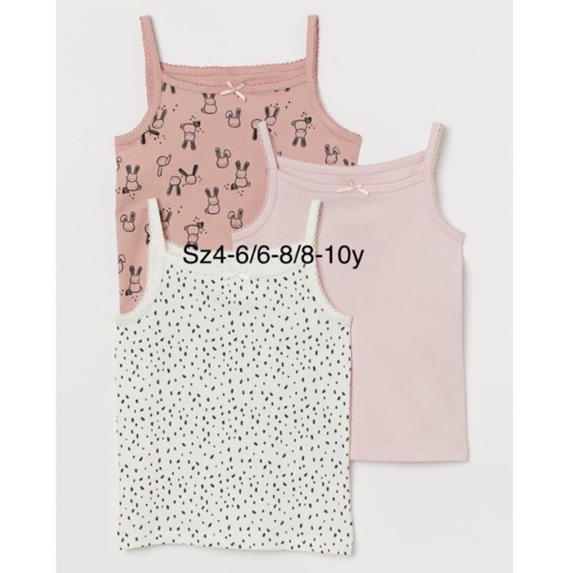 Sét 3 áo dây H&amp;M chuẩn auth UK cho bé gái