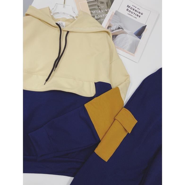 Bộ Thể Thao Nữ Thu Đông, Bộ Hoodie Nữ Phối 3 Màu Có Mũ Kèm Dây Rút, Quần Túi Hộp Cá Tính Hot Hit Của Năm 2021. | BigBuy360 - bigbuy360.vn