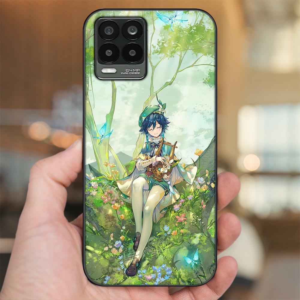 Ốp lưng Realme 8, 8 Pro viền đen in hình Venti Genshin Impact