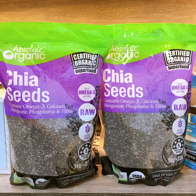 Hạt chia Úc CHÍNH HÃNG chiếu tia cực tím thấy logo hãng - Hạt Chia Seeds Organic Omega 3 1kg