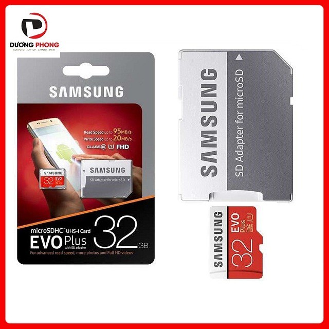 Thẻ nhớ MicroSDHC Samsung Evo Plus 32GB U1 95MB/s - Box New (Đỏ) - Hàng Chính Hãng