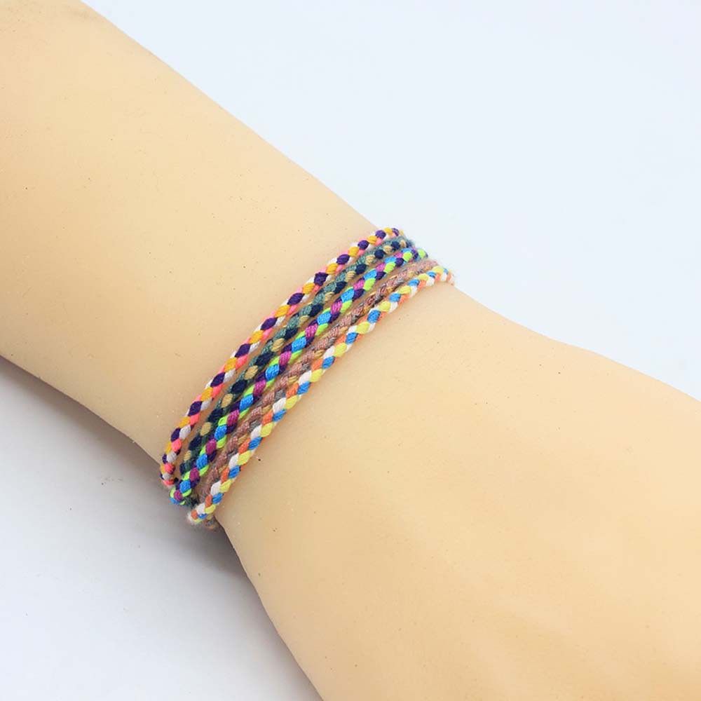 Vòng đeo tay dây bện polyester nhiều màu phong cách Bohemian kiểu Hàn cá tính dành cho nữ