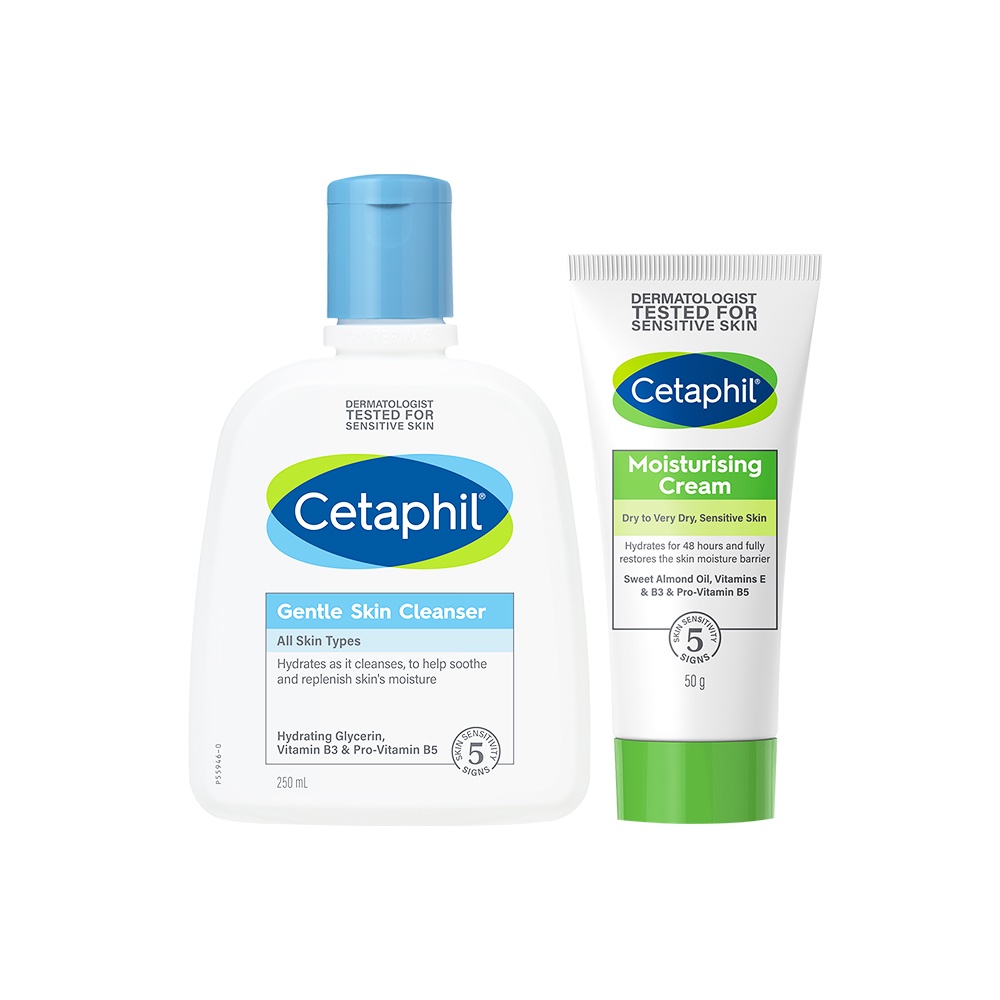 Combo Làm sạch và Dưỡng ẩm cho da nhạy cảm Cetaphil Gentle Skin Cleanser 250ml + Cetaphil Moisturizing Cream 50g