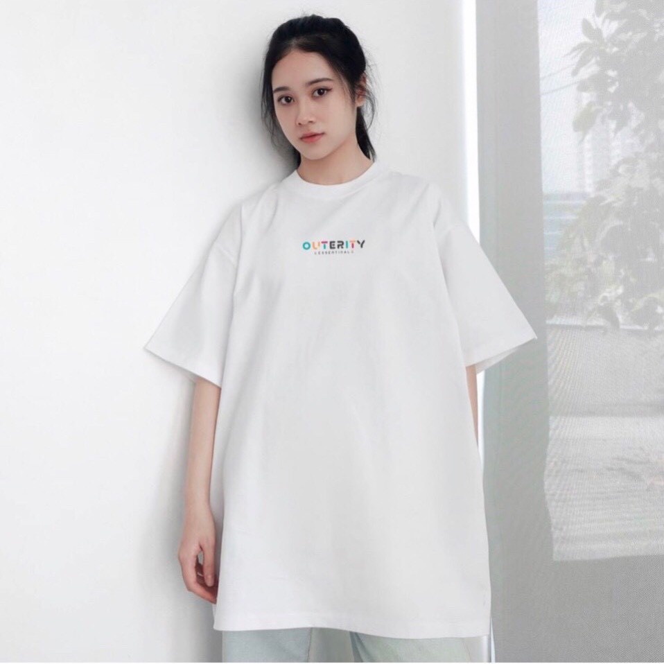 Áo thun cầu vồng OUT.ER Ulazzang Unisex tay lỡ Nam - Nữ