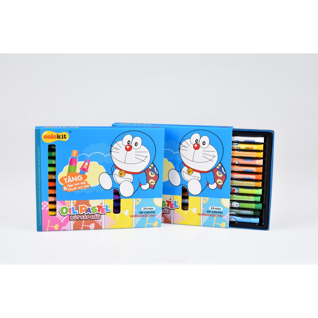 BÚT SÁP DẦU COLOKIT Với Hình Ảnh Nhân Vật Hoạt Hình DORAEMON (Hộp 24 Màu)