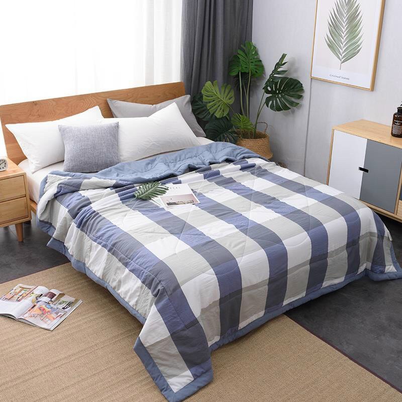 Chăn Đũi kẻ M2T bedding Chăn hè nhập khẩu mềm mịn mát kích thước 2m x 2m2