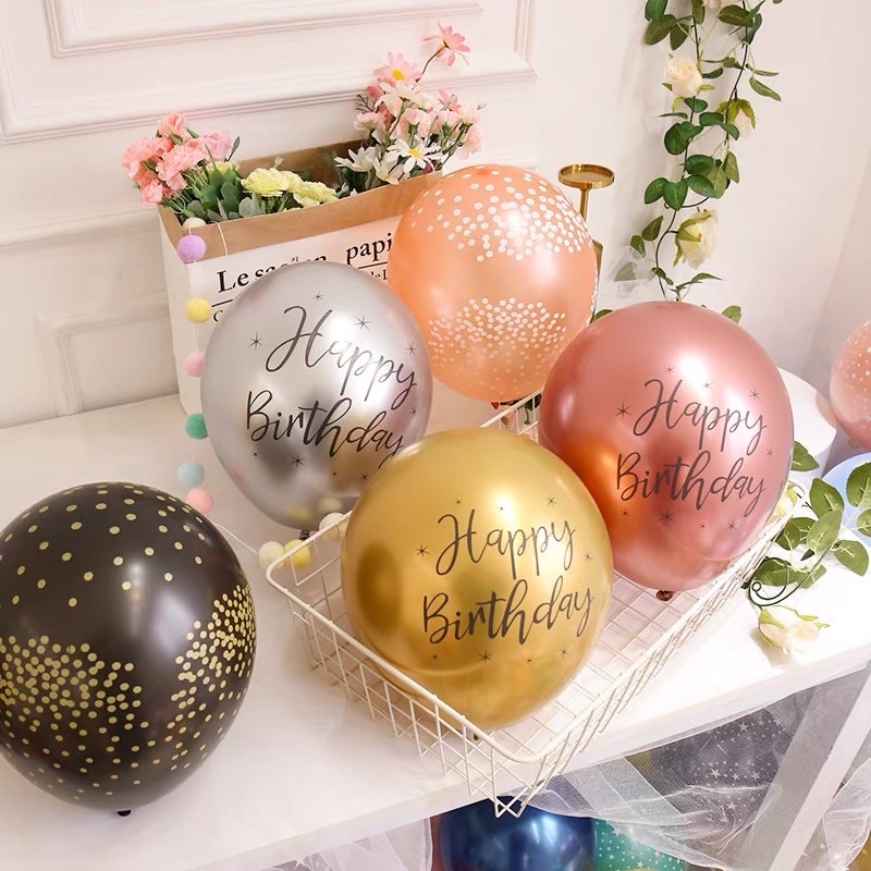 Bóng siêu nhũ in chữ Happy Birthday siêu xinh, trang trí tiệc sinh nhật cho bé