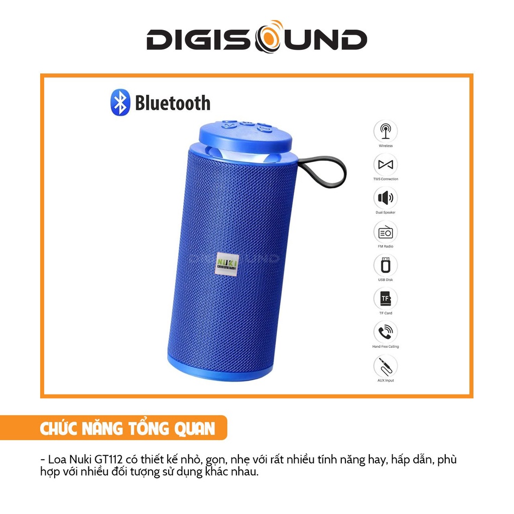Loa bluetooth mini không dây cầm tay kết nối thiết bị thông minh, thẻ nhớ TF, USB, có đèn Led, GT112, NEKO