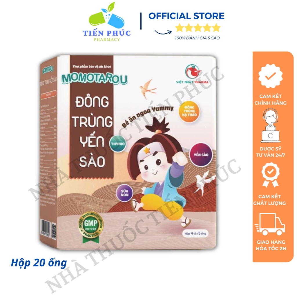 Siro Đông Trùng Yến Sào Momotarou - Giúp bé ăn ngon, tăng cường đề kháng Hộp 20 ống 10ml